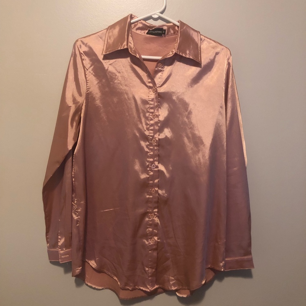 pink silk blouse